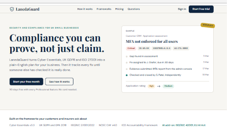 LanedaGuard compliance dashboard